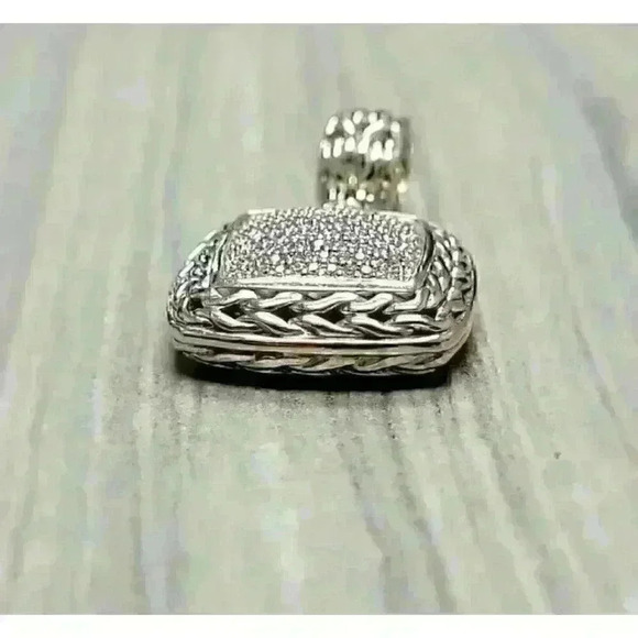 John Hardy Sterling Silver Classic Chain Enhancer with Pave Diamonds - Picture 7 of 8